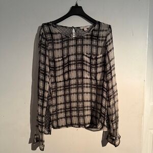 Ella Moss Medium 100% Silk Blouse Preppy Dark Academia Grunge Indie Y2K